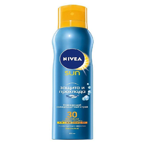 Спрей солнцезащитный освежающий защита и прохлада SPF 30 Nivea Sun, 200 мл