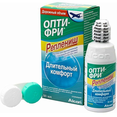 Раствор для ухода за контактными линзами Opti-Free Replenish, 90 мл + контейнер