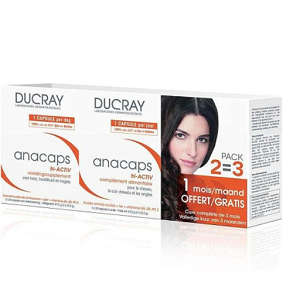 Набор комплекс Anacaps tri-Activ для волос и кожи головы Ducray, 90 капсул