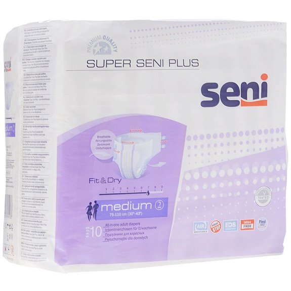 Подгузники для взрослых super plus размер m Seni, 10 шт