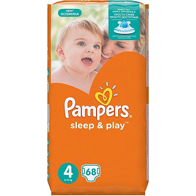 Подгузники для детей Sleep & Play Maxi Pampers 8-14 кг, 68 шт