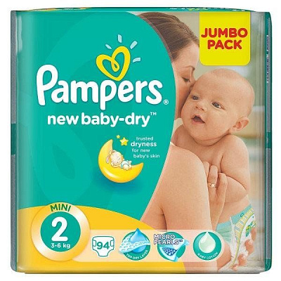 Подгузники для детей New Baby-Dry Mini Pampers 3-6 кг, 94 шт