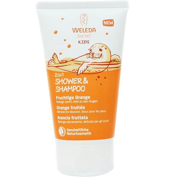 Детский шампунь-гель Weleda для волос и тела 2 в 1 с ароматом апельсина, 150 мл