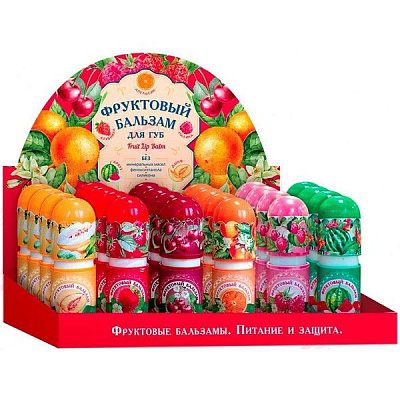 Набор гигиенических помад Фруктовый бальзам 6 вкусов, 24 шт