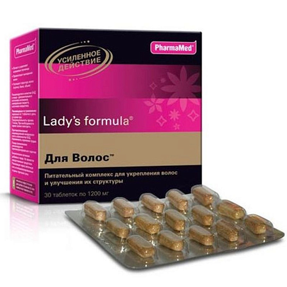 Lady's formula, Для Волос, питательный комплекс для укрепления волос и улучшения их структуры, 1200 мг, 30 таблеток