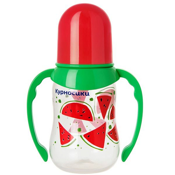 Бутылочка фрукты с ручками и 2 силиконовыми сосками, 125 мл