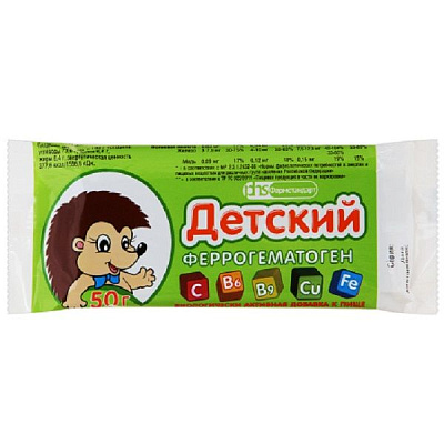 Детский феррогематоген жевательные пастилки, 50 г