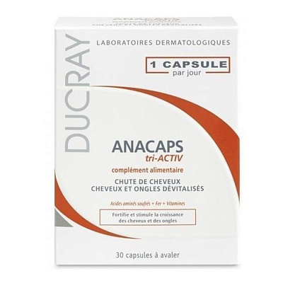 Комплекс Anacaps tri-Activ для волос и кожи головы Ducray, 30 капсул