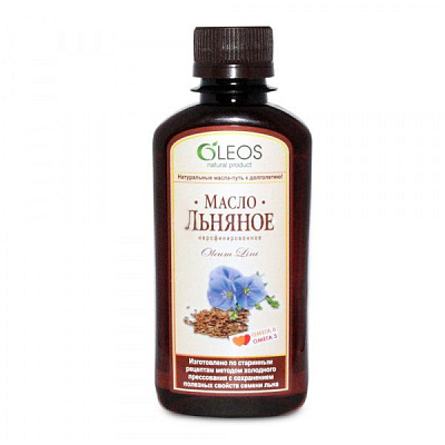 Масло льняное нерафинированное Oleos, 200 мл