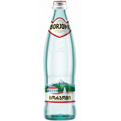 Вода Borjomi природная гидрокарбонатно-натриевая минеральная газированная стекло, 0,5 л