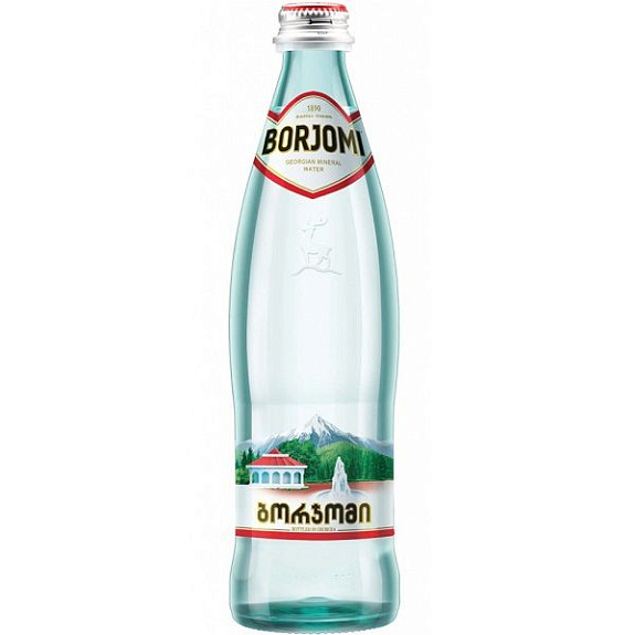 Вода Borjomi природная гидрокарбонатно-натриевая минеральная газированная стекло, 0,5 л