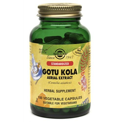 Солгар Экстракт листьев Готу Кола  Способствуют улучшению мозгового кровообращения  Solgar  105 мг, 100 капсул