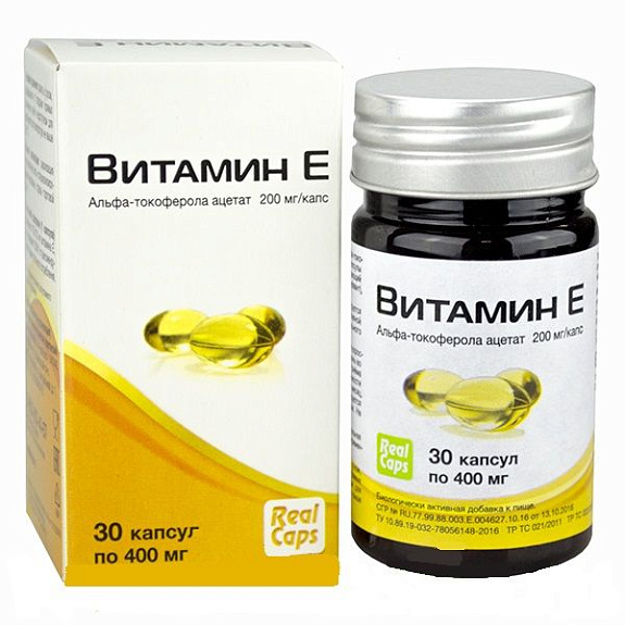 Витамин E альфа-токоферола ацетат RealCaps 400 мг, 30 шт