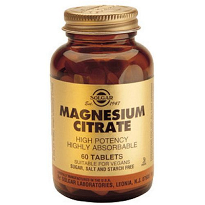 Солгар Цитрат Магния  Противостояние эмоциональным нагрузкам  Solgar  200 мг, 60 таблеток