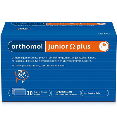 Orthomol Junior Omega plus Важные питательные вещества для детей Ортомол Джуниор Омега плюс, ириски на 30 дней