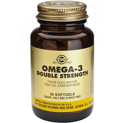 Солгар Двойная Омега-3 700мг  ЭПК и ДГК  Улучшение работы головного мозга  Solgar, 30 капсул