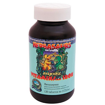 Витазаврики, Жевательные витамины с железом, NSP, 1173 мг, 120 таблеток