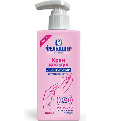 Крем для рук с пантенолом и витамином F Фельдшер SOS-защита от сухости и трещин, 180 мл