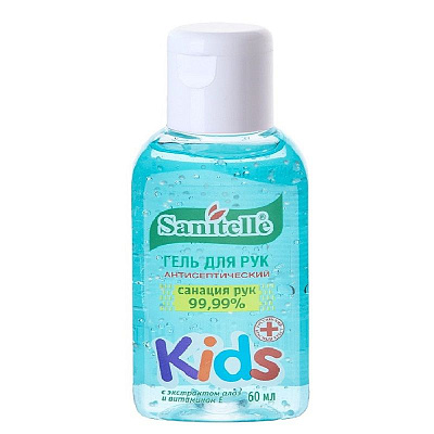 Гель для рук с алоэ и витамином Е детский Sanitelle, 60 мл