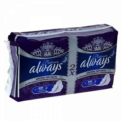 Прокладки гигиенические с крылышками Ultra Platinum Night Always, 14 шт