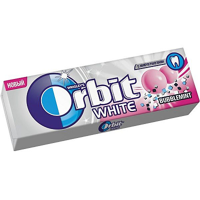 Жевательная резинка Orbit White Bubblemint с микрогранулами, 10 шт