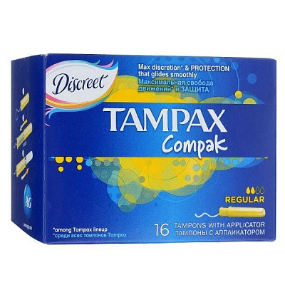 Тампоны гигиенические Compak Regular с аппликатором Tampax, 16 шт