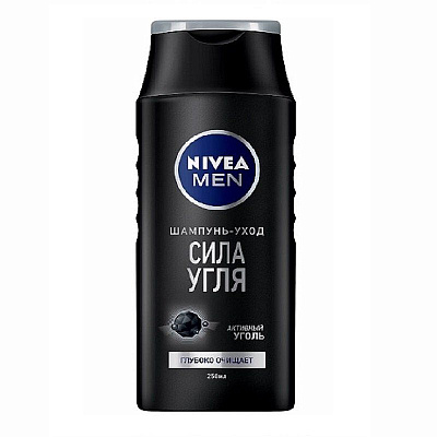 Шампунь для мужчин сила угля Nivea, 250 мл