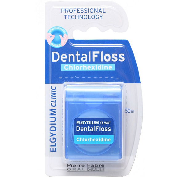 Зубная нить вощеная Эльгидиум Clinic с хлоргексидином, 50 м