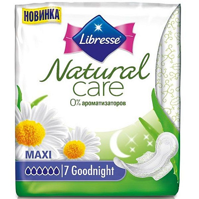 Ночные гигиенические прокладки Libresse Natural Care Goodnight, 7 шт