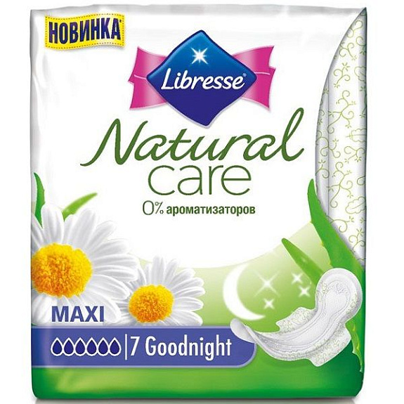 Ночные гигиенические прокладки Libresse Natural Care Goodnight, 7 шт
