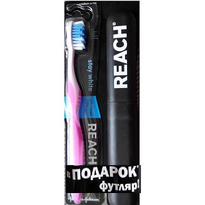 Зубная щетка Stay White средняя жесткость Reach + дорожный футляр