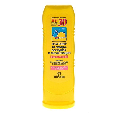 Крем-барьер от загара веснушек и пигментации SPF 30 водостойкий для лица и тела формула 114 Floresan, 125 мл