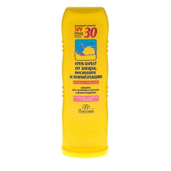Крем-барьер от загара веснушек и пигментации SPF 30 водостойкий для лица и тела формула 114 Floresan, 125 мл