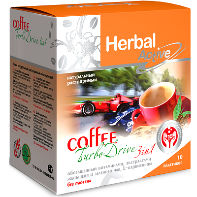 Кофе Турбодрайв coffee TurboDrive 3 в 1 Herbal Active Арт Лайф, 10 шт