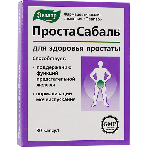 Простасабаль Эвалар для здоровья простаты и нормализации мочеиспускания 200 мг, 30 шт