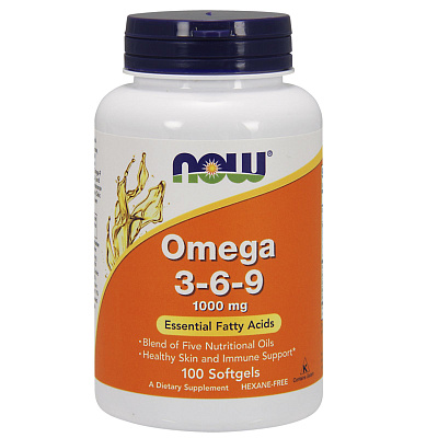 Omega 3-6-9, Омега-3 жирные кислоты от Now Foods, 1000 мг, 100 капсул