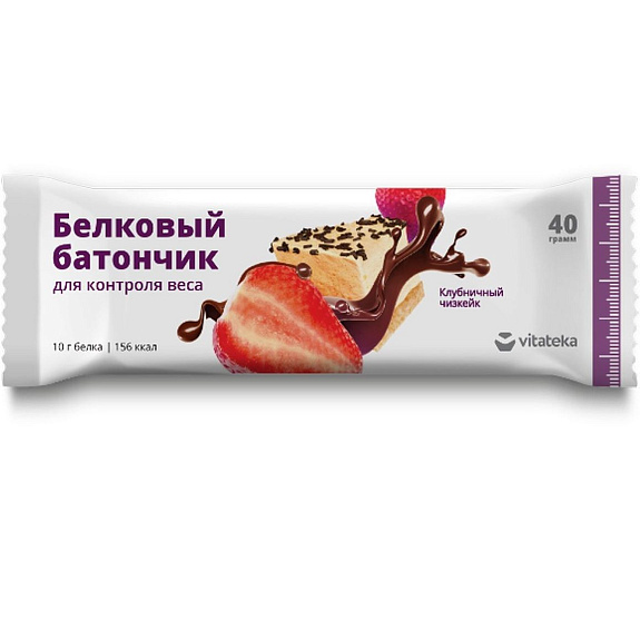 Белковый батончик для контроля веса Vitateka Клубничный чизкейк, 40 г