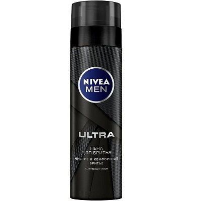 Пена для бритья Nivea Men Ultra с активным углем, 200 мл