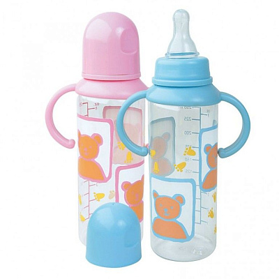 Бутылочка с ручками с силиконовой соской Курносики, 250 мл