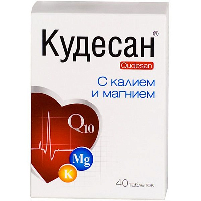 Кудесан с калием и магнием для снижения риска развития сердечно-сосудистых заболеваний 1000 мг, 40 шт