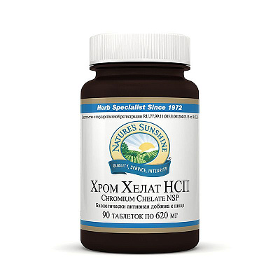 Хром Хелат, Регулирует уровень сахара в крови, NSP, 620 мг, 90 таблеток