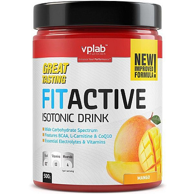 Fitactive Isotonic Drink изотонический напиток с витаминами и минералами со вкусом манго Vplab, 500 г