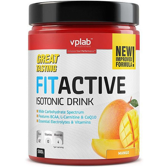 Fitactive Isotonic Drink изотонический напиток с витаминами и минералами со вкусом манго Vplab, 500 г