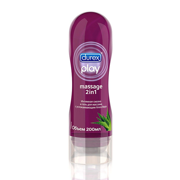 Интимная смазка и гель для массажа с алоэ вера play massage 2in1 Durex, 200 мл