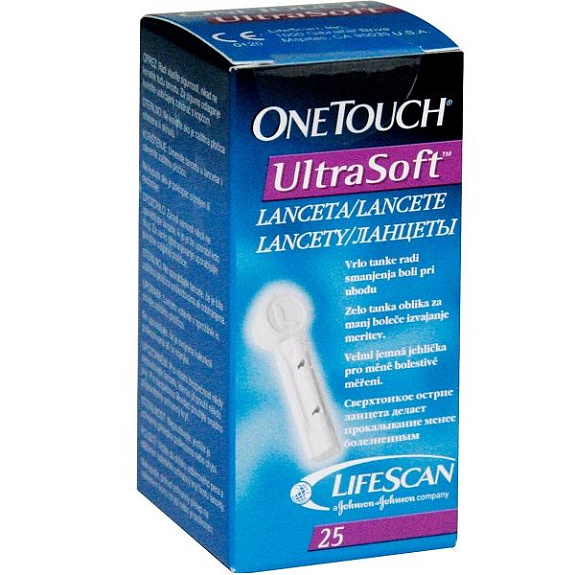 Стерильные ланцеты One Touch Ultra Soft для комфортного тестирования, 25 шт