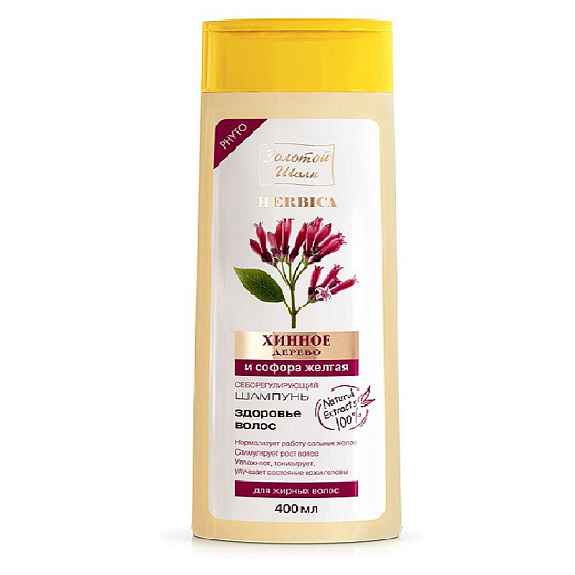 Шампунь себорегулирующий хинное дерево и софора желтая здоровье волос Золотой шелк для жирных волос, 400 мл