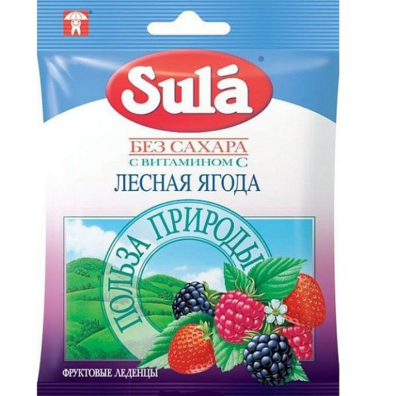 Фруктовые леденцы без сахара Sula со вкусом лесных ягод, 60 г