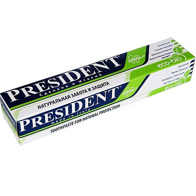 Зубная паста President Eco-Bio натуральная забота и защита, 50 мл