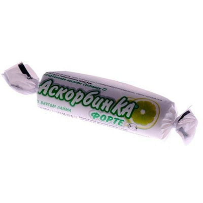 Аскорбиновая кислота жевательная со вкусом лайма Аскорбин Ка Форте, 10 шт