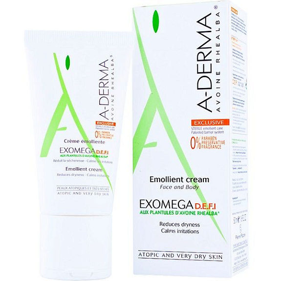Крем смягчающий при атопическом дерматите у взрослых и детей Exomega D.E.F.I. Emollient Cream A-Derma, 50 мл